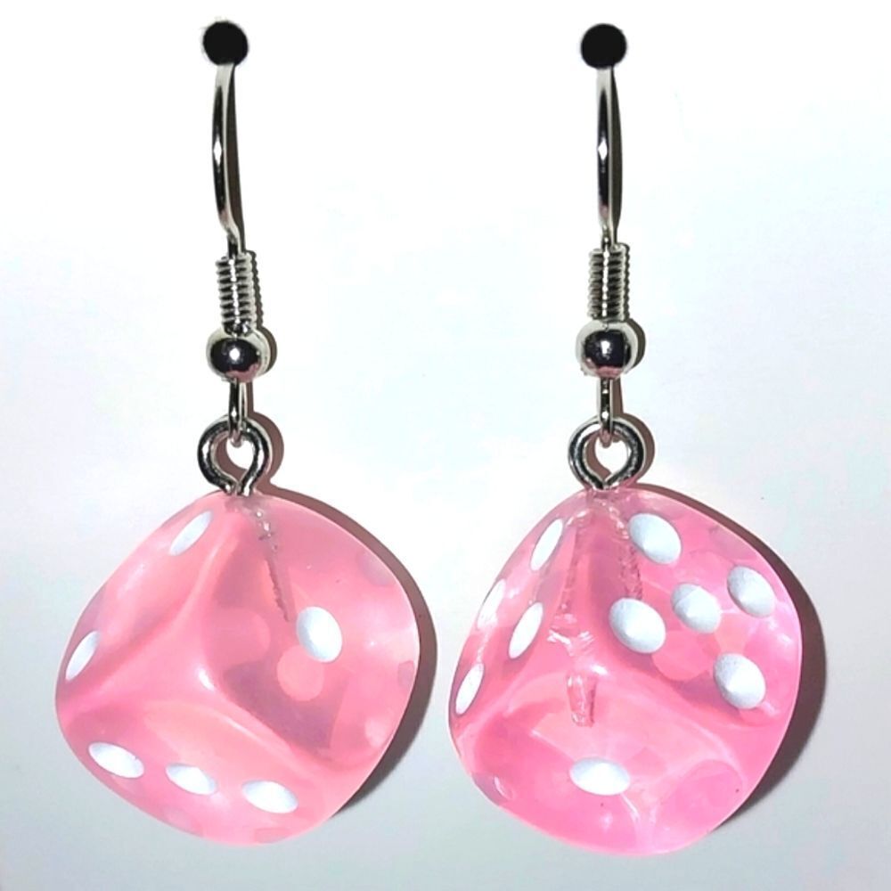 Pink Dice Super cute Fashion Earrings For Kids And Adults